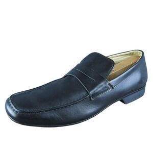 Gordon Rush Penny Italy Men Loafer Shoes Size 43 Medium Black Leather Slip‎ On